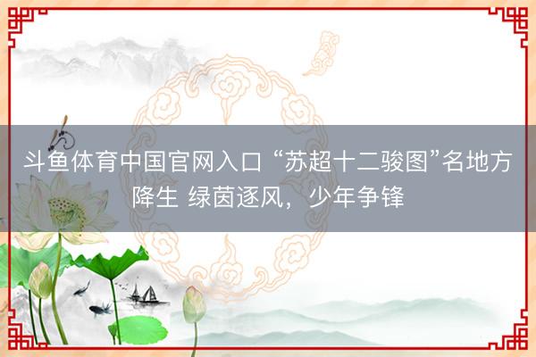 斗鱼体育中国官网入口 “苏超十二骏图”名地方降生 绿茵逐风，少年争锋