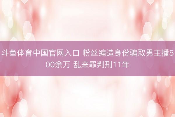 斗鱼体育中国官网入口 粉丝编造身份骗取男主播500余万 乱来罪判刑11年