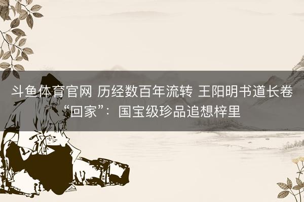 斗鱼体育官网 历经数百年流转 王阳明书道长卷“回家”：国宝级珍品追想梓里