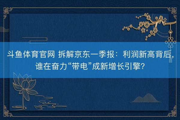 斗鱼体育官网 拆解京东一季报：利润新高背后，谁在奋力“带电”成新增长引擎？
