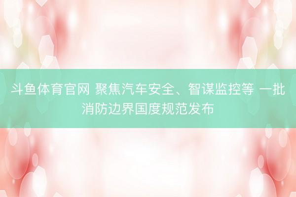 斗鱼体育官网 聚焦汽车安全、智谋监控等 一批消防边界国度规范发布