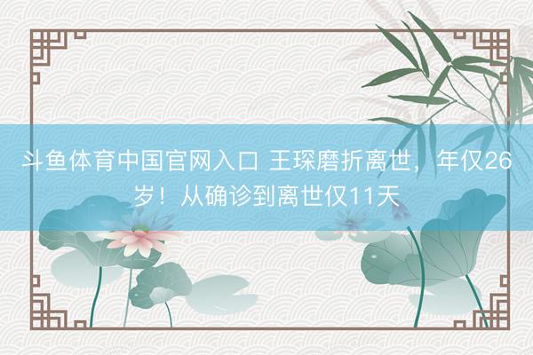 斗鱼体育中国官网入口 王琛磨折离世，年仅26岁！从确诊到离世仅11天