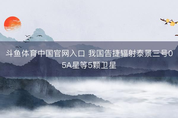 斗鱼体育中国官网入口 我国告捷辐射泰景三号05A星等5颗卫星