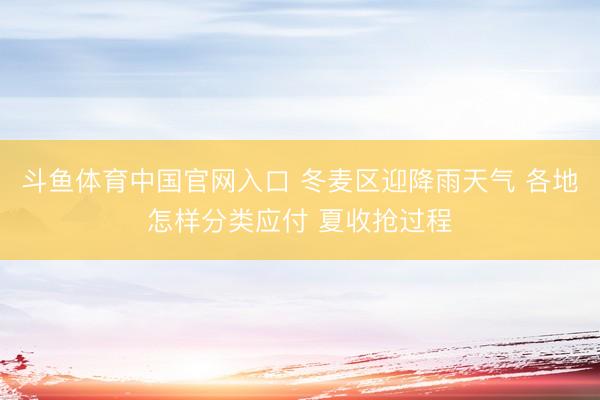 斗鱼体育中国官网入口 冬麦区迎降雨天气 各地怎样分类应付 夏收抢过程