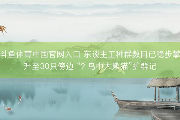 斗鱼体育中国官网入口 东谈主工种群数目已稳步攀升至30只傍边 “? 鸟中大熊猫”扩群记
