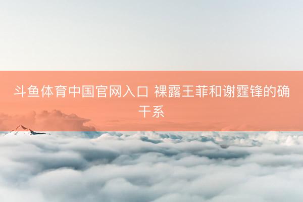 斗鱼体育中国官网入口 裸露王菲和谢霆锋的确干系