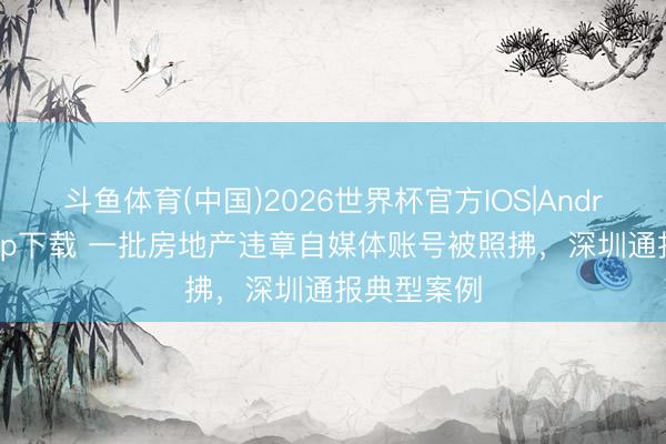 斗鱼体育(中国)2026世界杯官方IOS|Android手机app下载 一批房地产违章自媒体账号被照拂，深圳通报典型案例